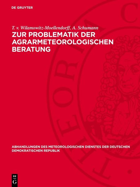 Produktbild: Zur Problematik der agrarmeteorologischen Beratung