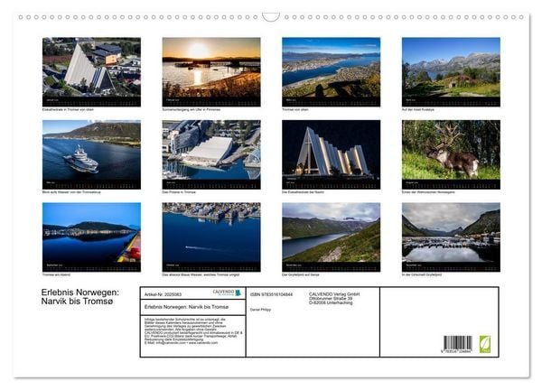 Produktbild: Erlebnis Norwegen: Narvik bis Troms&oslash; (Wandkalender 2026 DIN A2 quer), CALVENDO Monatskalender