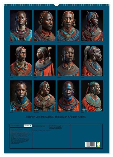 Produktbild: Inspiriert von den Massai, den stolzen Kriegern Afrikas (Wandkalender 2027 DIN A2 hoch), CALVENDO Monatskalender