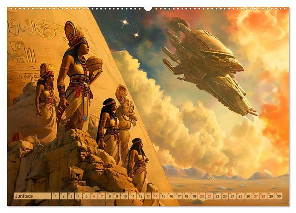 Produktbild: &Auml;gyptische Pr&auml;-Astronautik - Science Fiction G&ouml;tter im All (hochwertiger Premium Wandkalender 2026 DIN A2 quer), Kunstdruck in Hochglanz
