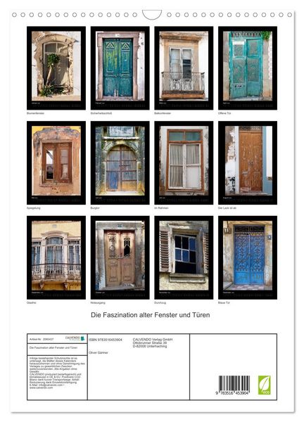 Produktbild: Die Faszination alter Fenster und T&uuml;ren (Wandkalender 2026 DIN A3 hoch), CALVENDO Monatskalender