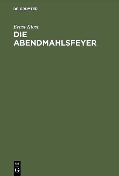Produktbild: Die Abendmahlsfeyer