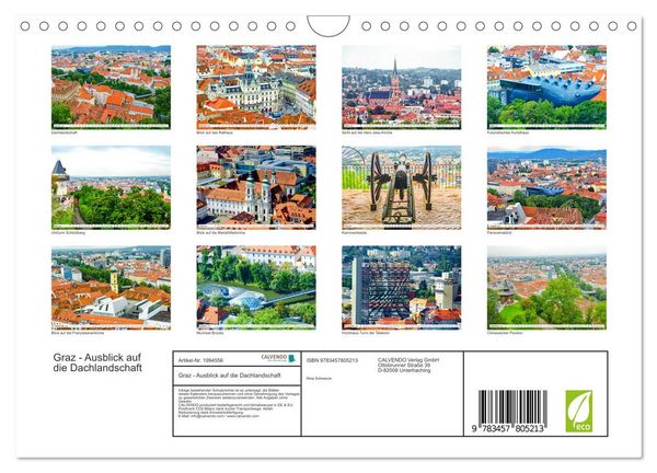 Produktbild: Graz - Ausblick auf die Dachlandschaft (Wandkalender 2026 DIN A4 quer), CALVENDO Monatskalender