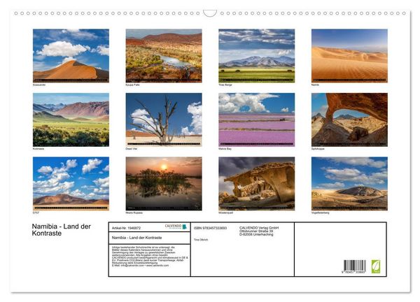 Produktbild: Namibia - Land der Kontraste (Wandkalender 2026 DIN A2 quer), CALVENDO Monatskalender