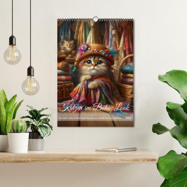 Produktbild: Katzen im Boho-Look - Ein Jahr voller Vielfalt und Charme mit niedlichen Samtpfoten (Wandkalender 2026 DIN A3 hoch), CALVENDO Monatskalender