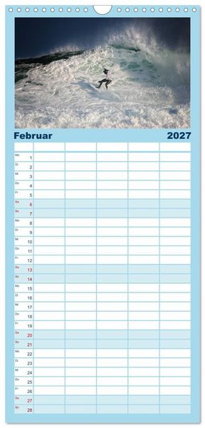 Produktbild: Familienplaner 2027 - Faszination Surfen mit 5 Spalten (Wandkalender, 21 x 45 cm) CALVENDO