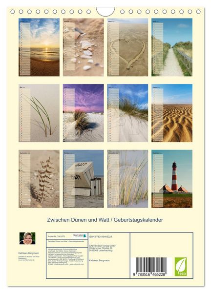 Produktbild: Zwischen D&uuml;nen und Watt / Geburtstagskalender (Wandkalender 2026 DIN A4 hoch), CALVENDO Monatskalender