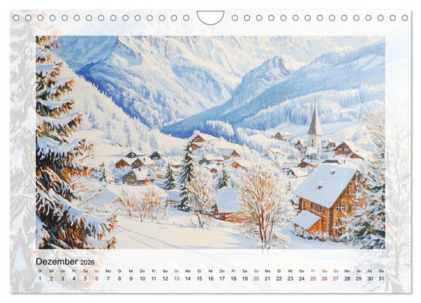 Produktbild: Zauber der Berge. Malerische Naturwunder in &Ouml;loptik (Wandkalender 2026 DIN A4 quer), CALVENDO Monatskalender