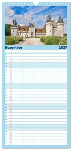 Produktbild: Familienplaner 2027 - Ch&acirc;teaux. Im Tal der Loire mit 5 Spalten (Wandkalender, 21 x 45 cm) CALVENDO