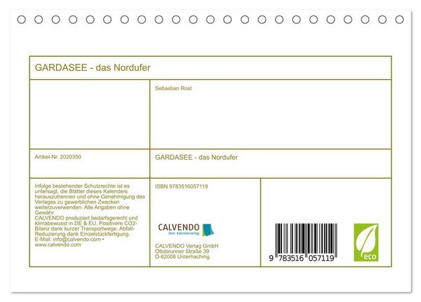 Produktbild: GARDASEE - das Nordufer (Tischkalender 2026 DIN A5 quer), CALVENDO Monatskalender