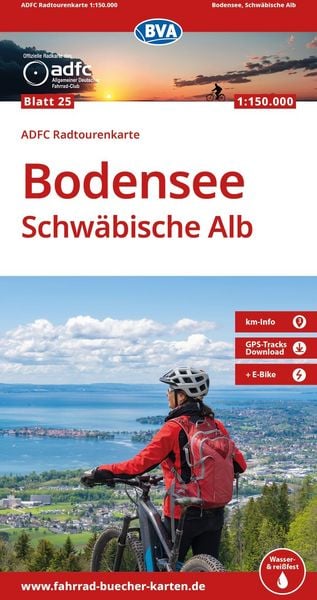 Produktbild: BVA ADFC Radtourenkarte Bodensee Schw&auml;bische Alb 1:150.000