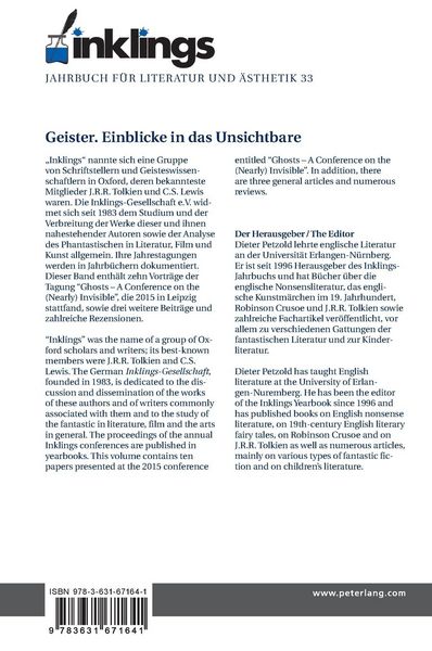 Produktbild: Inklings &ndash; Jahrbuch f&uuml;r Literatur und &Auml;sthetik