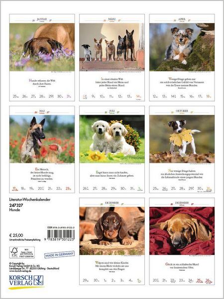 Produktbild: Literaturkalender Hunde 2027