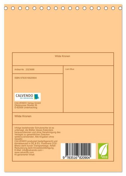 Produktbild: Wilde Kronen (Tischkalender 2027 DIN A5 hoch), CALVENDO Monatskalender