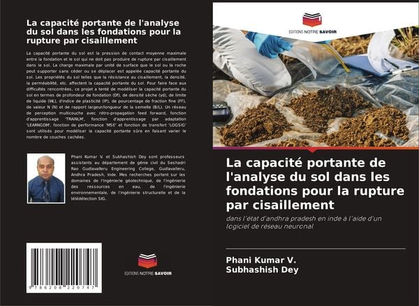 Produktbild: La capacit&eacute; portante de l'analyse du sol dans les fondations pour la rupture par cisaillement