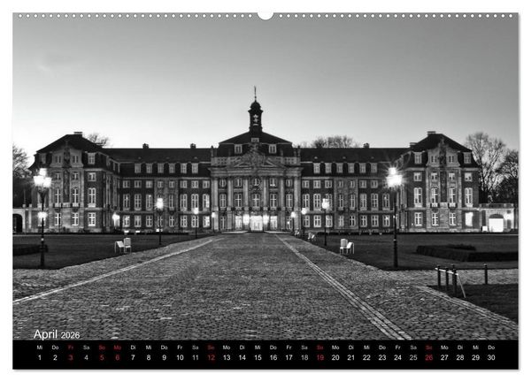 Produktbild: M&uuml;nster in schwarz-wei&szlig; gesehen (hochwertiger Premium Wandkalender 2026 DIN A2 quer), Kunstdruck in Hochglanz
