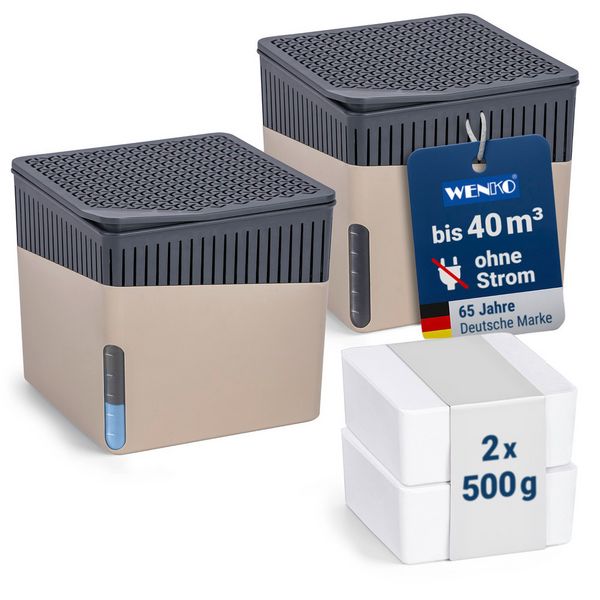 Produktbild: Raumentfeuchter Mod. Cube Beige 500 g, 2er Set, beugt Schimmel und Ger&uuml;chen vor