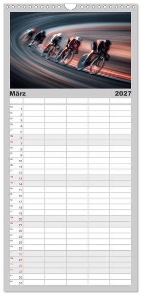 Produktbild: Familienplaner 2027 - Radsport &ndash; Vom Training zum Triumph mit 5 Spalten (Wandkalender, 21 x 45 cm) CALVENDO