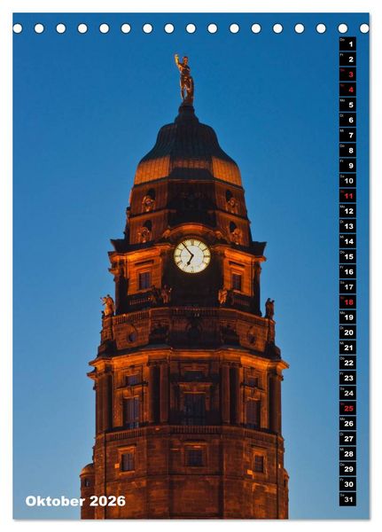 Produktbild: Dresden bei Nacht (Tischkalender 2026 DIN A5 hoch), CALVENDO Monatskalender