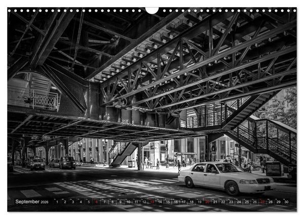 Produktbild: CHICAGO Monochrom (Wandkalender 2026 DIN A3 quer), CALVENDO Monatskalender