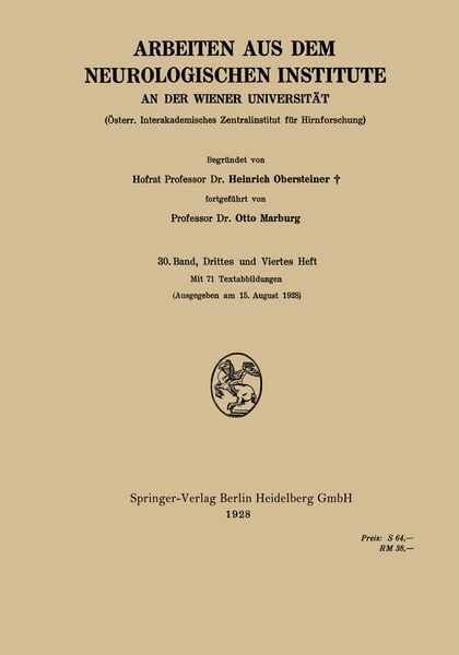 Produktbild: Arbeiten aus dem Neurologischen Institute an der Wiener Universit&auml;t
