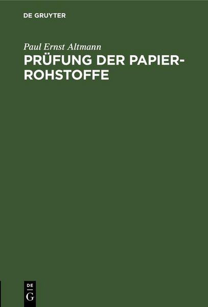 Produktbild: Pr&uuml;fung der Papier-Rohstoffe