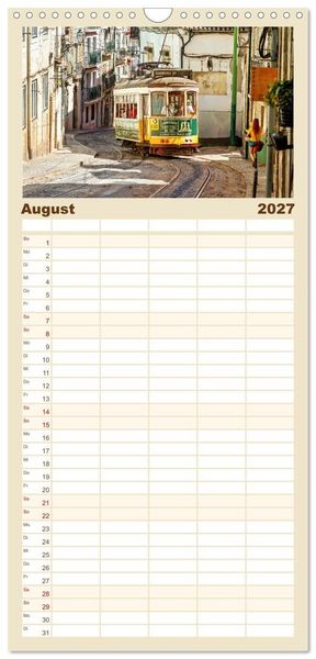 Produktbild: Familienplaner 2027 - Von Porto bis an die Algarve mit 5 Spalten (Wandkalender, 21 x 45 cm) CALVENDO