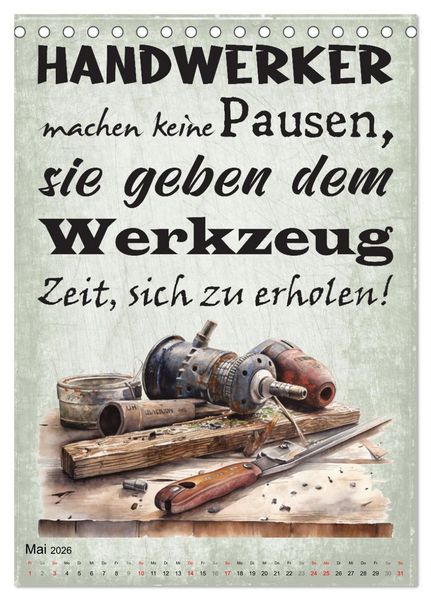Produktbild: Handwerker Spr&uuml;che (Tischkalender 2026 DIN A5 hoch), CALVENDO Monatskalender