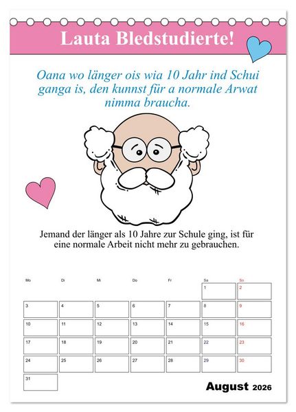 Produktbild: So a Schmarrn! Bairische Mundart (Tischkalender 2026 DIN A5 hoch), CALVENDO Monatskalender