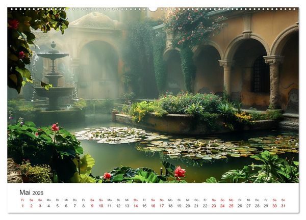 Produktbild: Verwunschene G&auml;rten - Eine Zeitreise (Wandkalender 2026 DIN A2 quer), CALVENDO Monatskalender