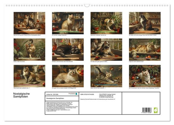 Produktbild: Nostalgische Samtpfoten (Wandkalender 2026 DIN A2 quer), CALVENDO Monatskalender