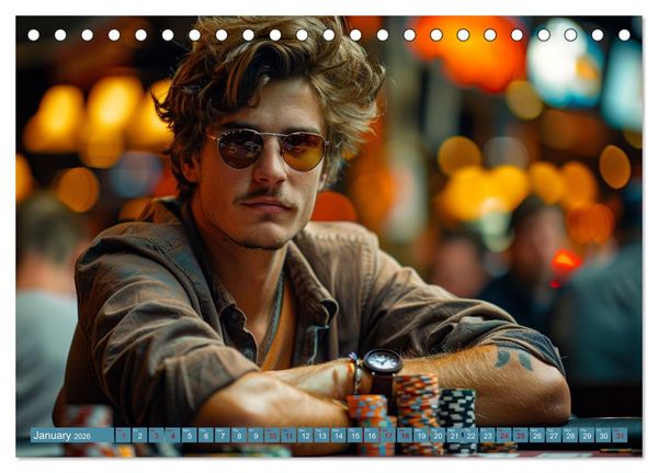 Produktbild: Texas Hold'em Poker Faces (Desk Calendar 2026 DIN A5 landscape), CALVENDO 12 Month DeskCalendar