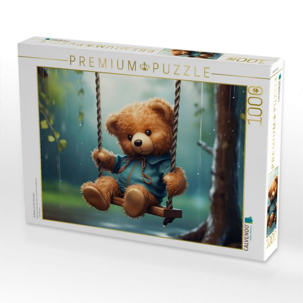 Produktbild: CALVENDO Puzzle Teddyb&auml;r auf der Schaukel | 1000 Teile Lege-Gr&ouml;&szlig;e 64x48cm Foto-Puzzle f&uuml;r gl&uuml;ckliche Stunden