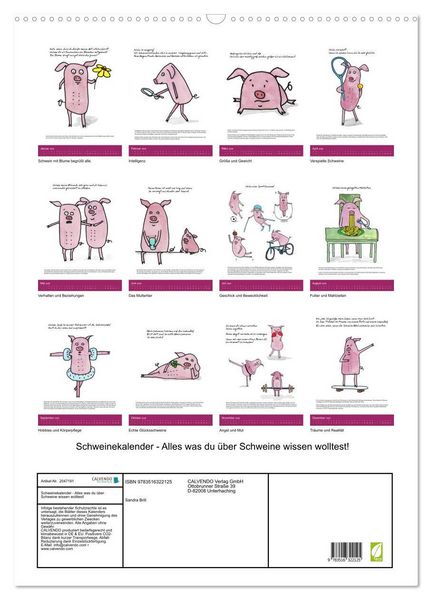 Produktbild: Schweinekalender - Alles was du &uuml;ber Schweine wissen wolltest! (Wandkalender 2026 DIN A2 hoch), CALVENDO Monatskalender