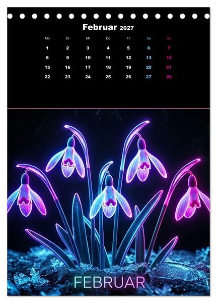 Produktbild: Neon Botanicals - Flora im Lichtrausch (Tischkalender 2027 DIN A5 hoch), CALVENDO Monatskalender