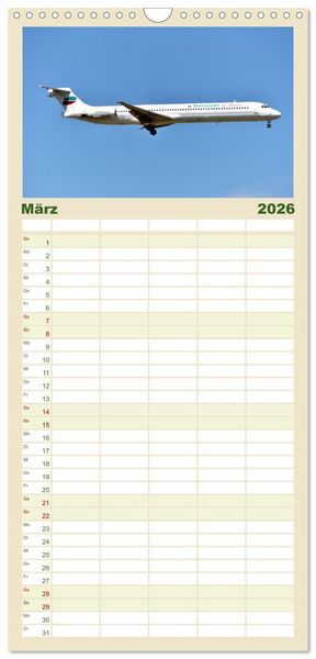 Produktbild: Familienplaner 2026 - Flugzeuge aller Art mit 5 Spalten (Wandkalender, 21 x 45 cm) CALVENDO