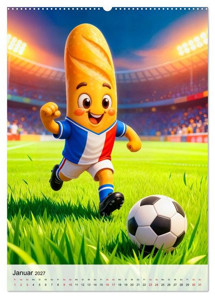Produktbild: Food‑Fu&szlig;baller - Lustiger kulinarischer Fu&szlig;ballspa&szlig; (hochwertiger Premium Wandkalender 2027 DIN A2 hoch), Kunstdruck in Hochglanz