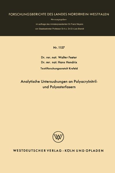 Produktbild: Analytische Untersuchungen an Polyacrylnitril- und Polyesterfasern