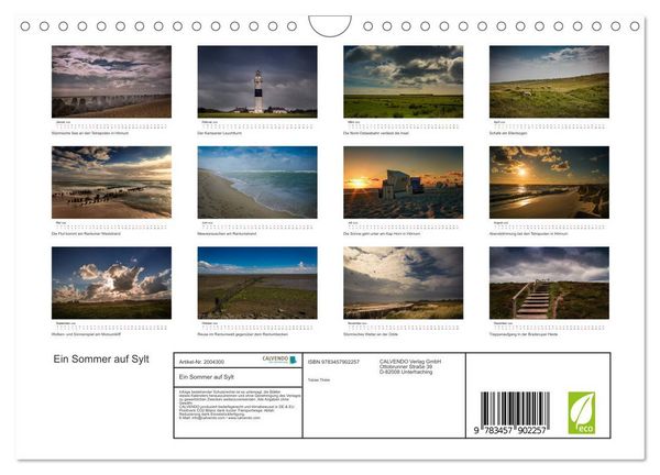 Produktbild: Ein Sommer auf Sylt (Wandkalender 2026 DIN A4 quer), CALVENDO Monatskalender