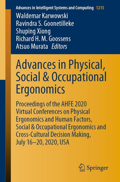 Produktbild: Advances in Physical, Social & Occupational Ergonomics