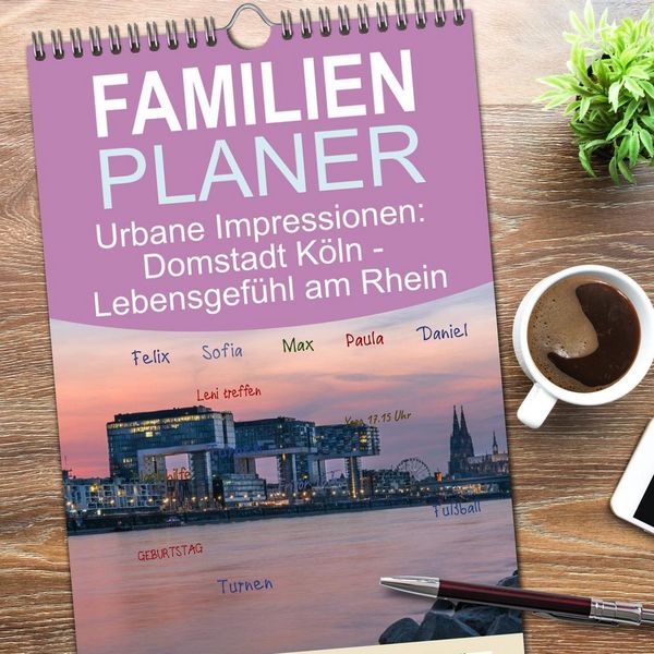 Produktbild: Familienplaner 2026 - Urbane Impressionen: Domstadt K&ouml;ln - Lebensgef&uuml;hl am Rhein mit 5 Spalten (Wandkalender, 21 x 45 cm) CALVENDO