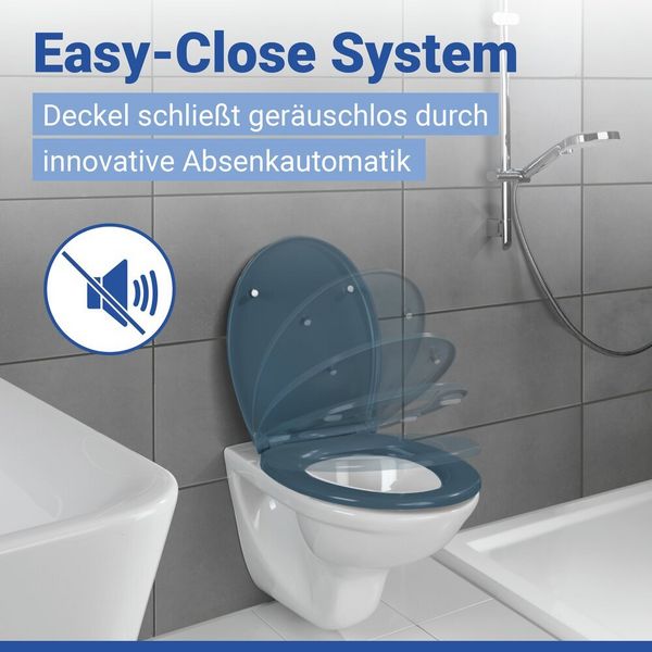 Produktbild: WC Sitz Mod. Samos Slate Blue, Toilettendeckel mit Absenkautomatik