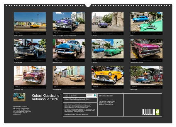 Produktbild: Kubas Klassische Automobile 2026 (Wandkalender 2026 DIN A2 quer), CALVENDO Monatskalender