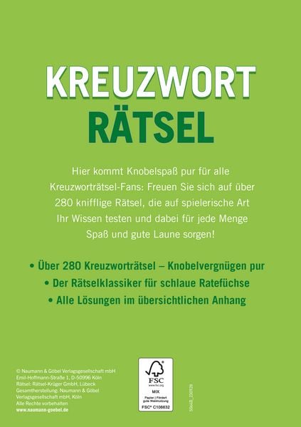 Produktbild: Kreuzwortr&auml;tsel &bull; Band 2 &Uuml;ber 280 R&auml;tsel f&uuml;r Erwachsene