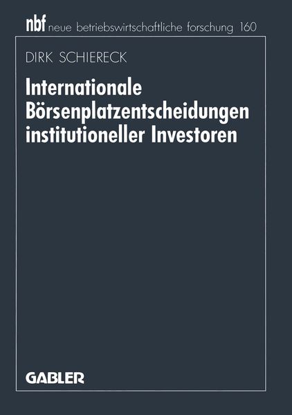Produktbild: Internationale B&ouml;rsenplatzentscheidungen institutioneller Investoren