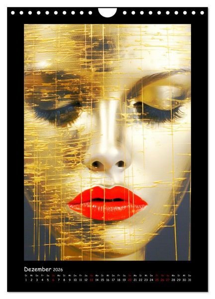 Produktbild: Goldene Portraits. Fusion von Kunst und &Auml;sthetik (Wandkalender 2026 DIN A4 hoch), CALVENDO Monatskalender