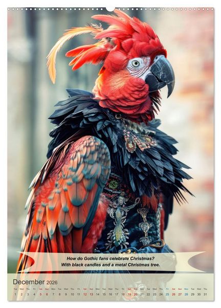 Produktbild: Funny animals in gothic style (Wall Calendar 2026 DIN A2 portrait), CALVENDO 12 Month Wall Calendar