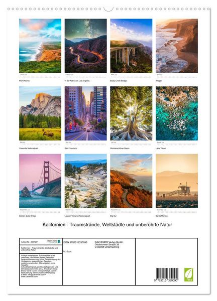 Produktbild: Kalifornien - Traumstr&auml;nde, Weltst&auml;dte und unber&uuml;hrte Natur (hochwertiger Premium Wandkalender 2026 DIN A2 hoch), Kunstdruck in Hochglanz