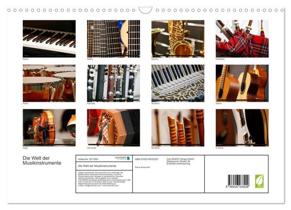 Produktbild: Die Welt der Musikinstrumente (Wandkalender 2026 DIN A3 quer), CALVENDO Monatskalender