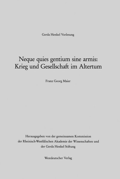 Produktbild: Neque quies gentium sine armis: Krieg und Gesellschaft im Altertum